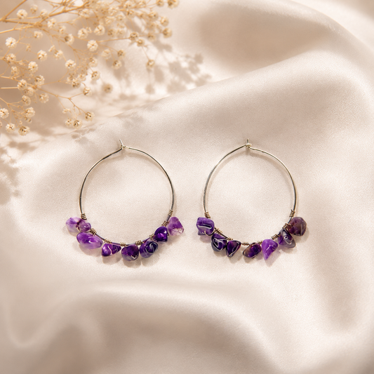 Amethyst Hoop Earrings