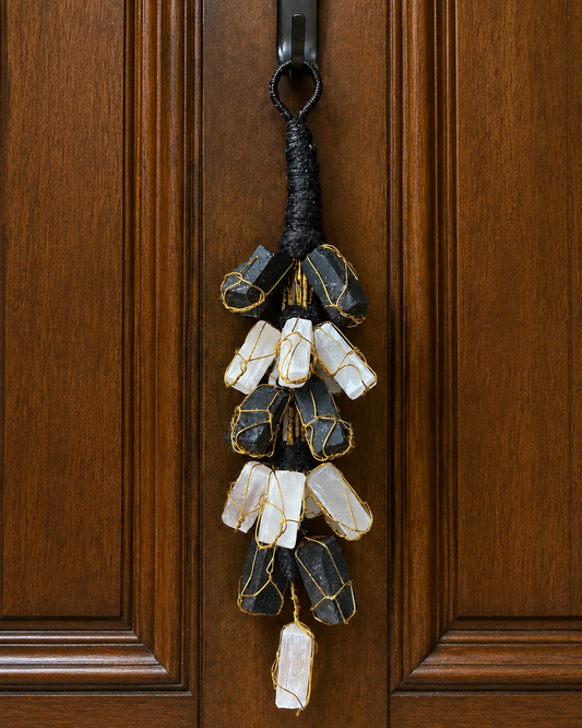 Selenite & Black Tourmaline Protection Door Hanger