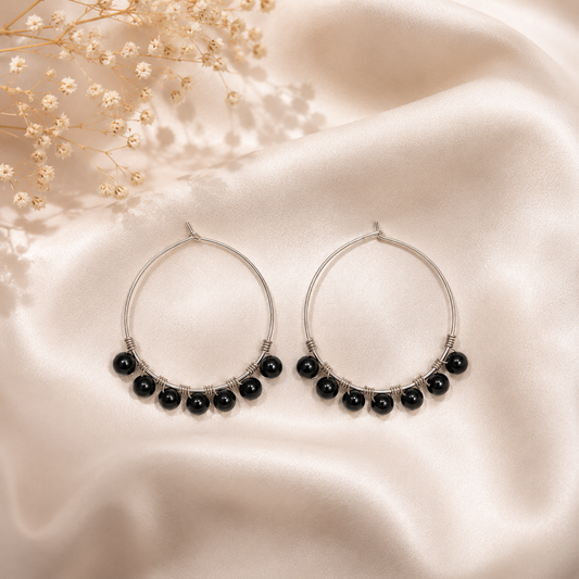 Black Tourmaline Hoops