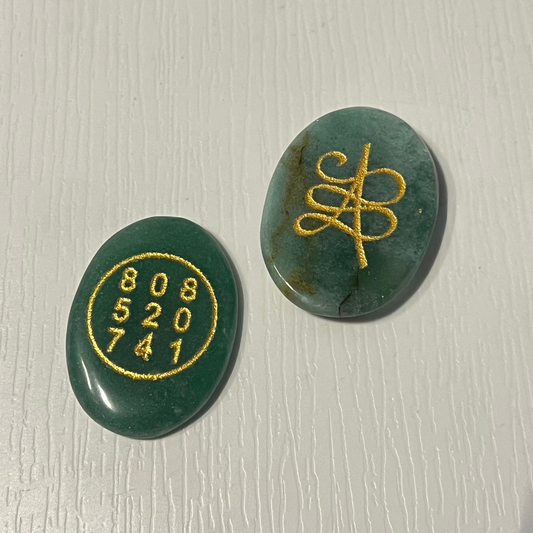 Green Aventurine Zibu Coin [Luck, Abundance, Healing Symbols, Manifestation]