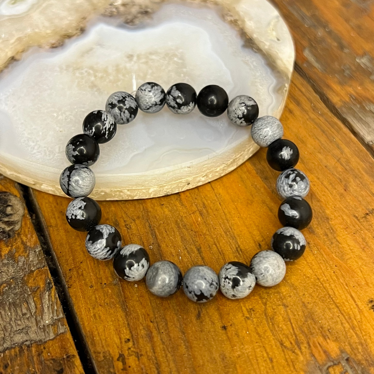 AAA Snowflake Obsidian Bracelet [Grounding, Emotional Balance, Protection, Clarity]