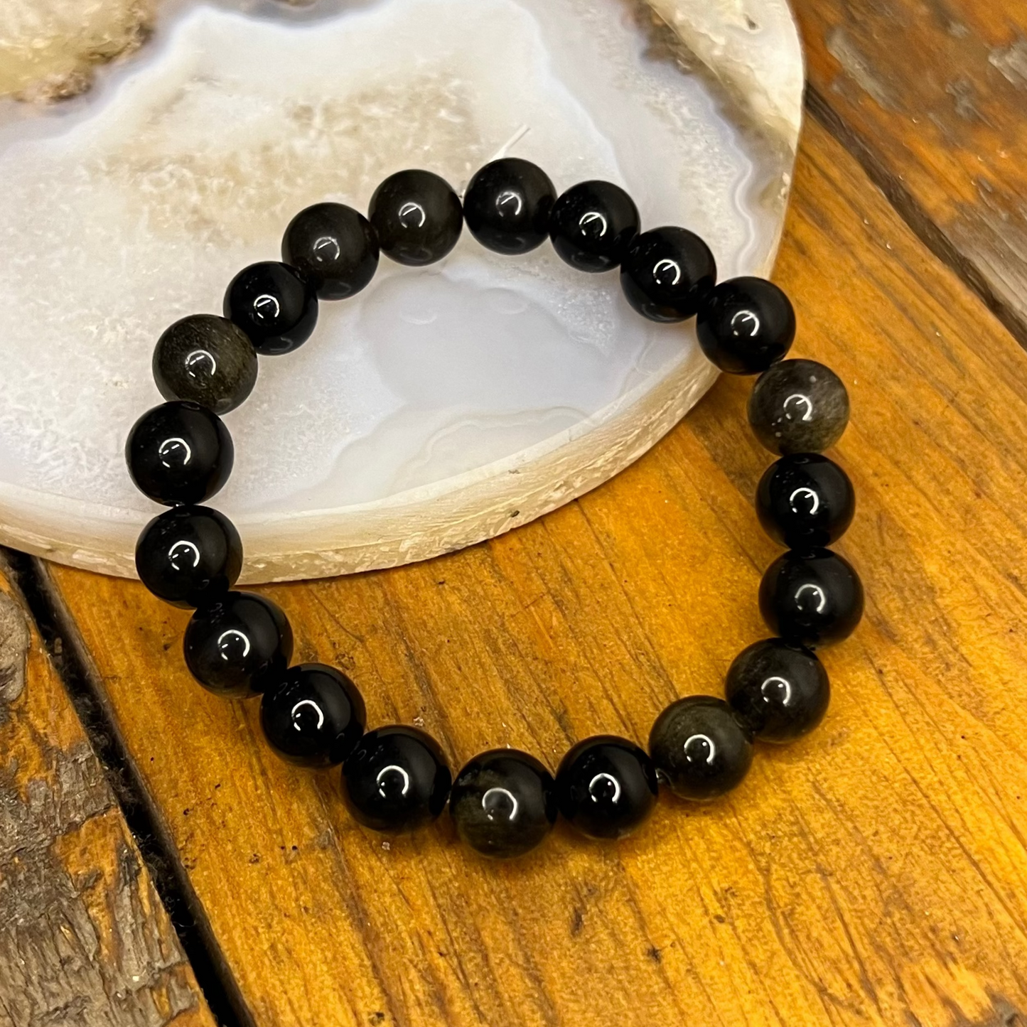 AAA Silver Sheen Obsidian Bracelet [Protection, Grounding, Clarity, Self-Reflection]