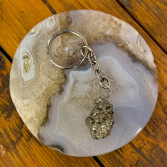 Raw Pyrite Cluster Keychain [Wealth, Abundance, Protection, Confidence]