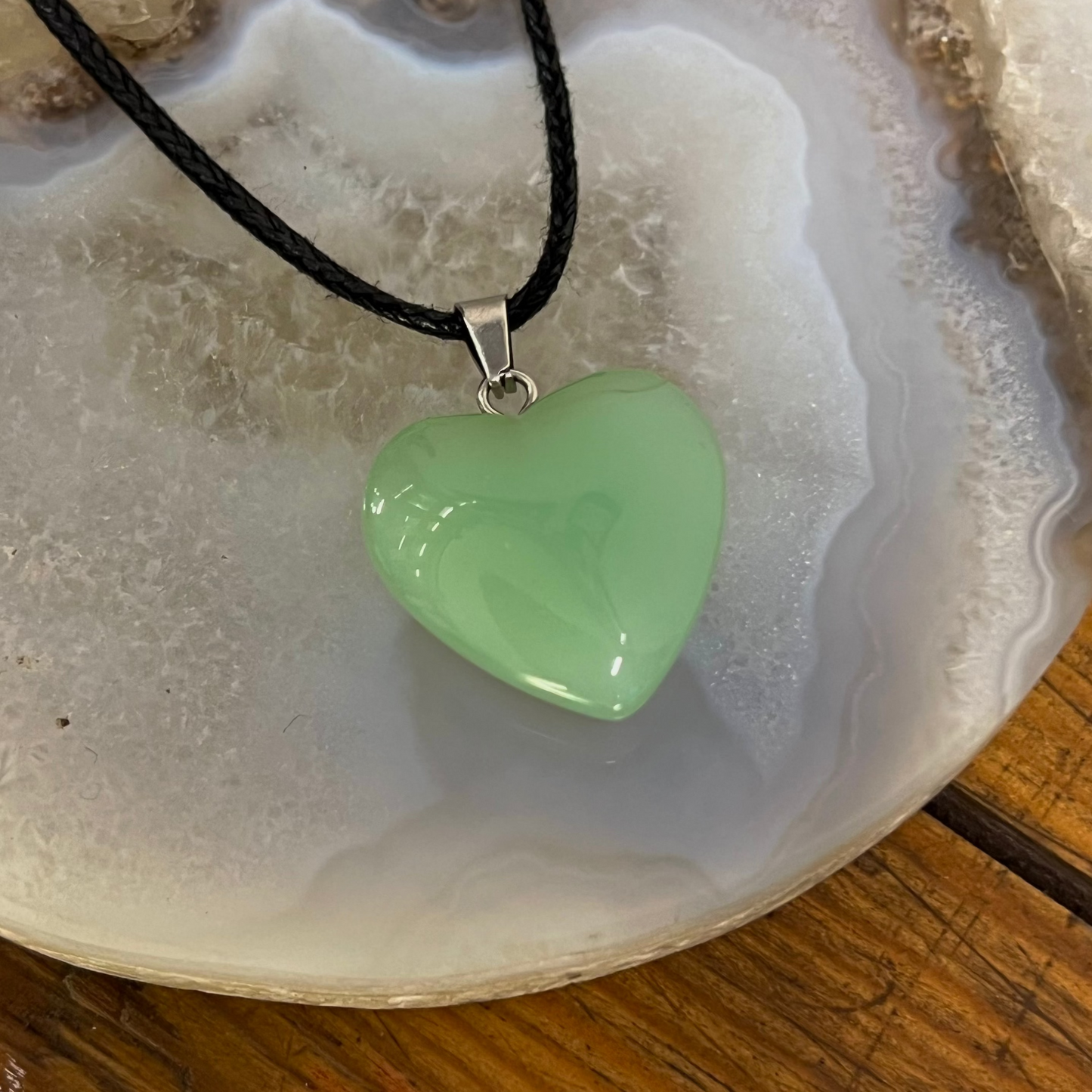 Green Aventurine Heart Pendant [Luck, Abundance, Growth, Emotional Balance]