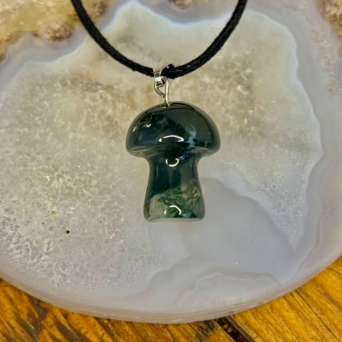 Tree Agate Mini Mushroom Pendant [Peace, Growth & Nature Connection]